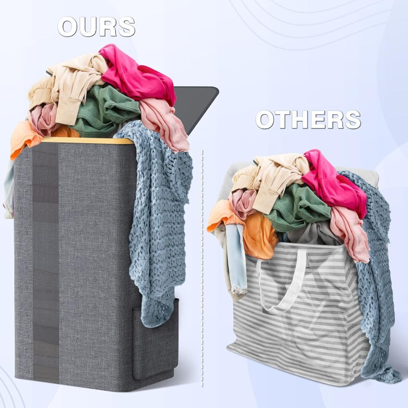 Furnestorica Cesto Portabiancheria con Coperchio, Design a Rete Trasparente con Capacità Chiara, Cesto per Biancheria da 100L con Manici e Sacca per Bucato Rimovibile, Cesto Traspirante con Coperchio per Camera da Letto, Bagno, Dormitorio, Lavanderia, Ces