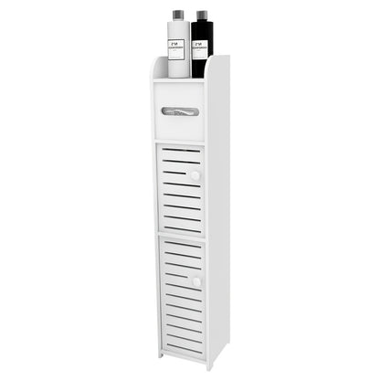 Armadietto da bagno piccolo, organizzatore sottile e lavorato in PVC, ideale per spazi ristretti, facile da montare e durevole, mobiletto multiuso porta carta igienica per bagno, camera da letto e soggiorno