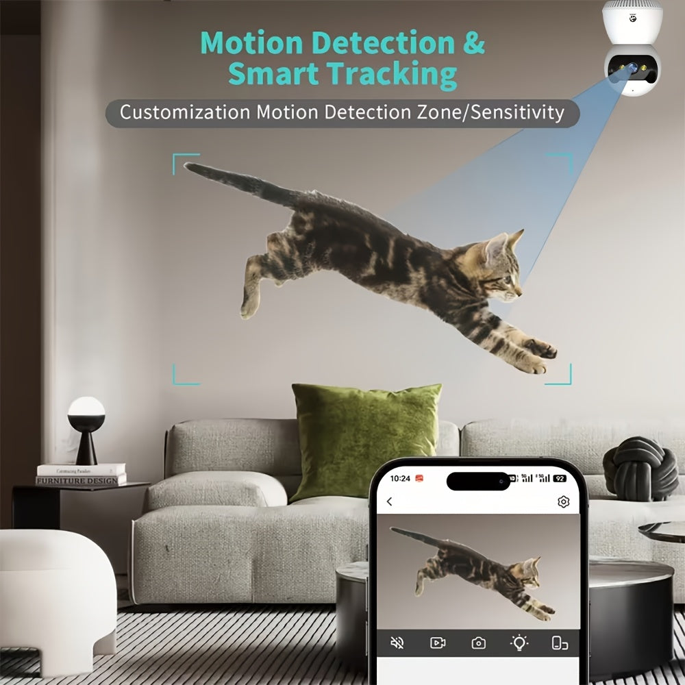 Telecamera WiFi 5G Dual-Band, Monitoraggio di Sicurezza Wireless Domestico 1080P - Telecamera di Sicurezza Allarme con Inseguimento Rotante a 355° e Visione Notturna, Controllo Remoto da Smartphone, Un Buon Assistente Domestico per Uso Interno, Telecamera