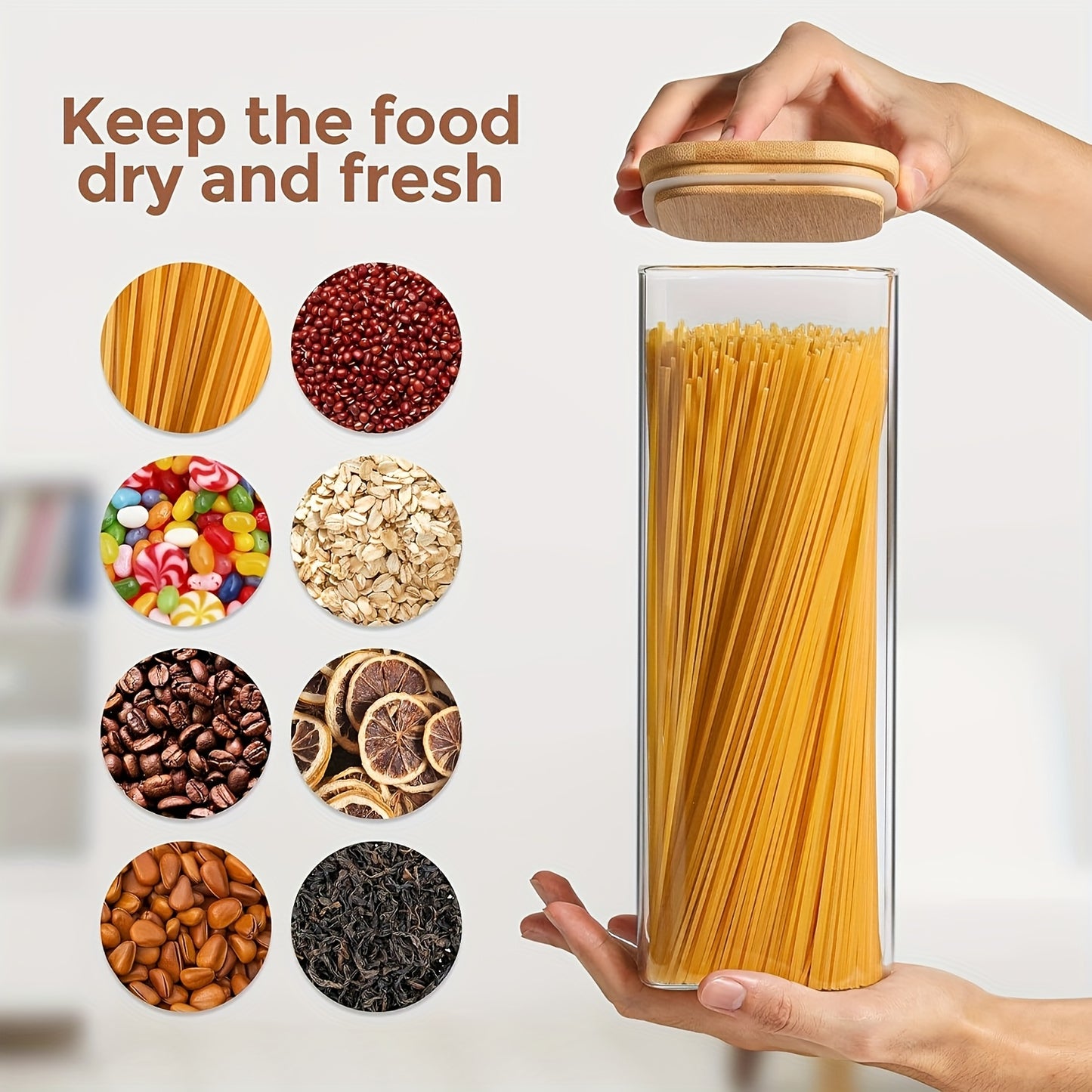 Magonia, 3pz/6pz Barattoli in Vetro per Conservazione Alimenti, Contenitori Ermetici in Vetro Trasparente con Coperchio, Barattoli per Spezie, Tè in Fiori, Caffè e Zucchero, Barattoli Ermetici da Cucina 24oz/51oz/73oz