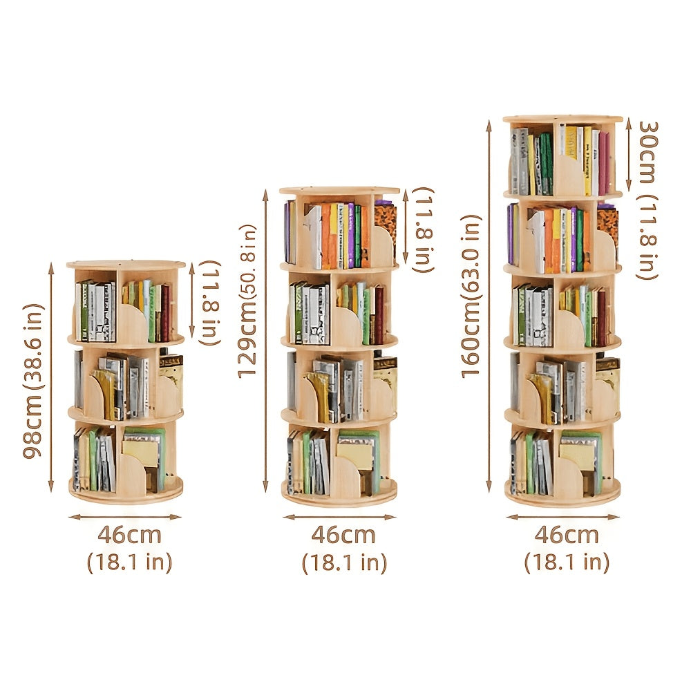 Scaffale girevole a 360° da 1 pezzo, 3/4/5 ripiani, diametro 46×H160 cm, scaffale salvaspazio per soggiorno, camera da letto, ufficio, design moderno