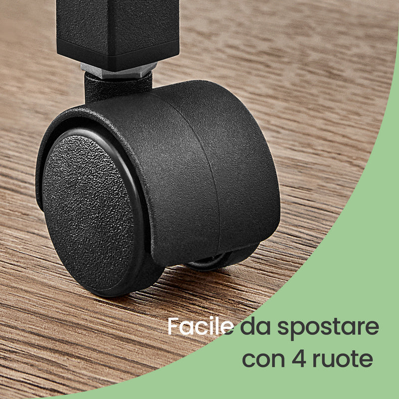 Carrello multiuso con rotelle, design sottile, si inserisce perfettamente negli spazi della cucina. Adatto per l'uso vicino alle cappe aspiranti, nei bagni e accanto ai frigoriferi.