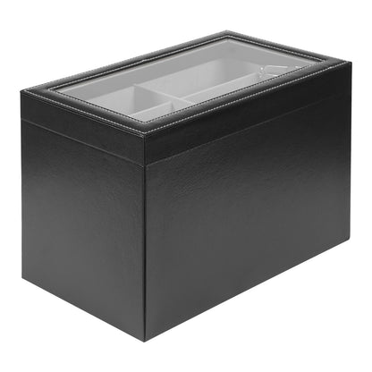 Scatola portaocchiali e orologi a 3 strati con 24 scomparti, custodia organizzatrice per occhiali da vista alla moda per donna e uomo - Portaocchiali portaoggetti multiplo con cassetto, coperchio in vetro e passante per esterni