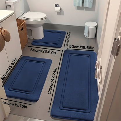Set di 3 tappeti antiscivolo per bagno, tappetino da bagno ispessito super assorbente, tappetino morbido ad asciugatura rapida, con tappetino per WC a forma di U, tappetino per pavimento del bagno, tappetino da doccia, vasca da bagno, box doccia, accessor