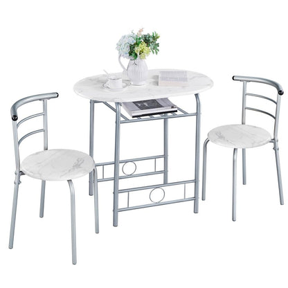 Costoffs Set Tavolo e 2 Sedie da Bar e Sala da Pranzo in Legno e Metallo per Cucina Balcone Piccoli Spazi Sedia Portata 136 kg