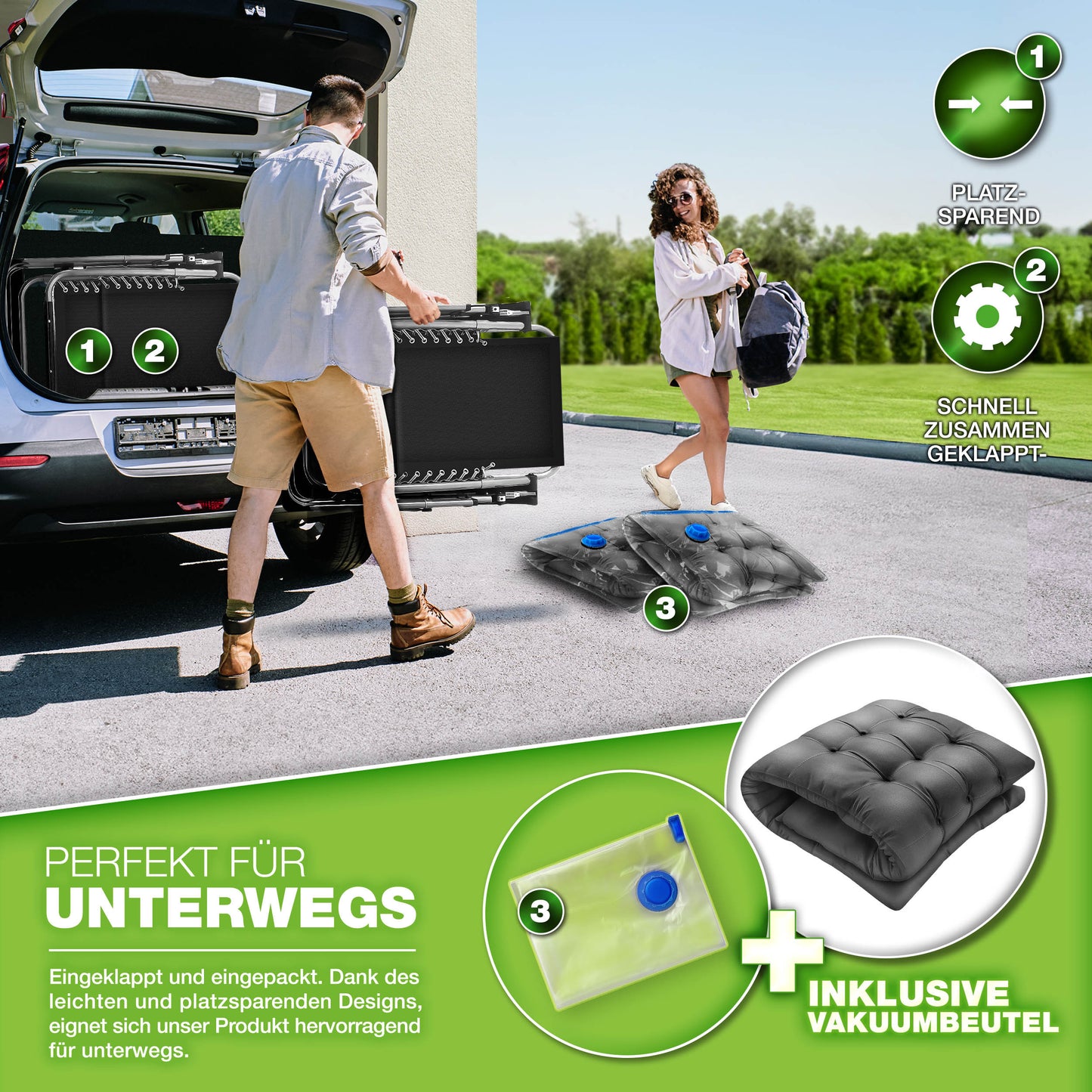 Tillvex® Poltrona Reclinabile Pieghevole Fino a 200Kg Lettino Parasole da Esterno per Giardino con Cuscino Resistente alle Intemperie Balcone, Giardino & Terrazza Lounge Esterno Regolabile con Imbottitura Spessa Poltrona Reclinabile Pieghevole Extra Larga