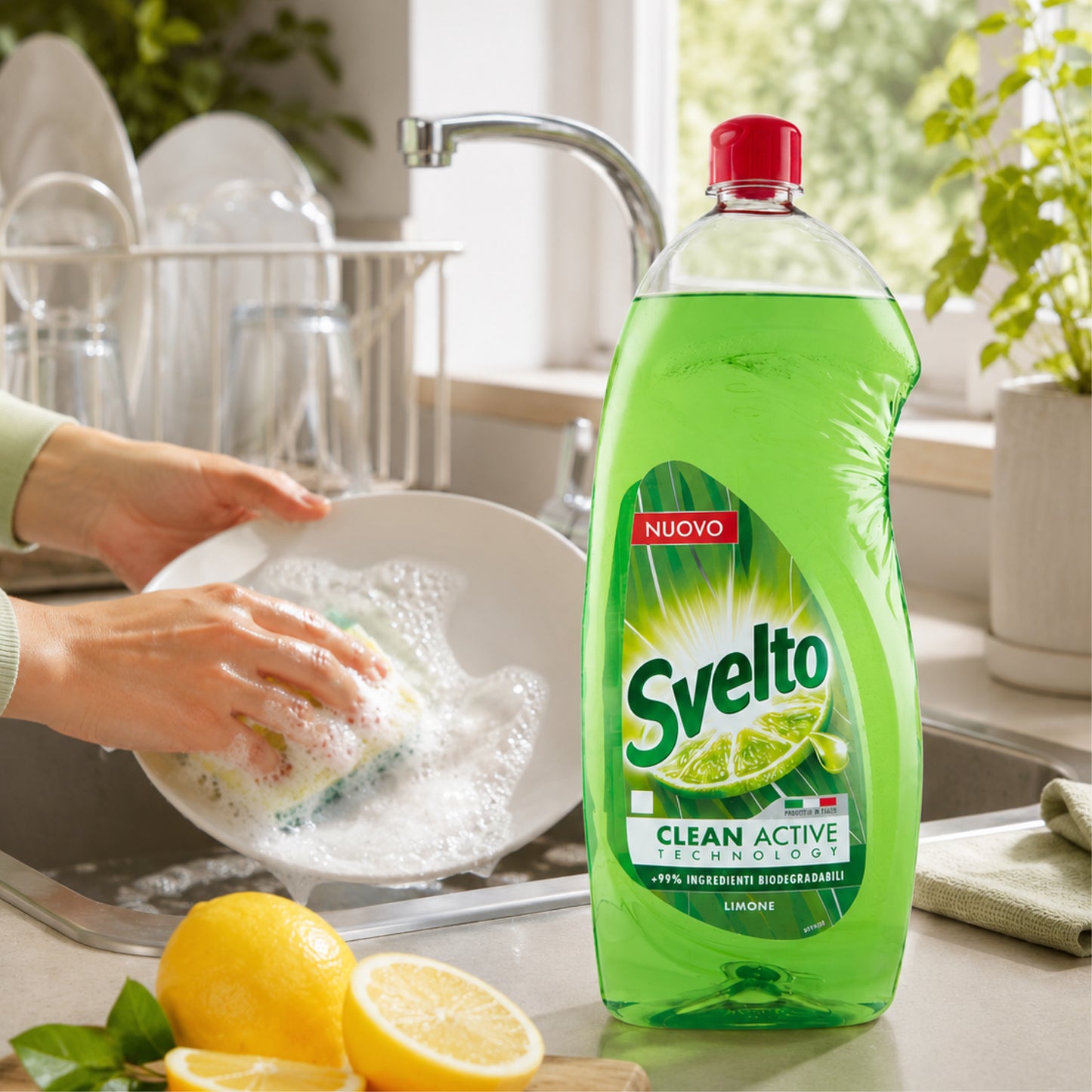 Set da 12 Pezzi Svelto Detersivo Piatti Limone 1L – Formula Concentrata con Succo di Limone – Azione Sgrassante e Profumo Fresco – Adatto per Uso Quotidiano e Professionale