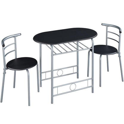 Costoffs Set Tavolo e 2 Sedie da Bar e Sala da Pranzo in Legno e Metallo per Cucina Balcone Piccoli Spazi Sedia Portata 136 kg
