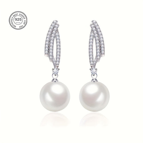 Eleganti e lussuosi orecchini di perle in argento 925, forniti in una confezione regalo di alta qualità