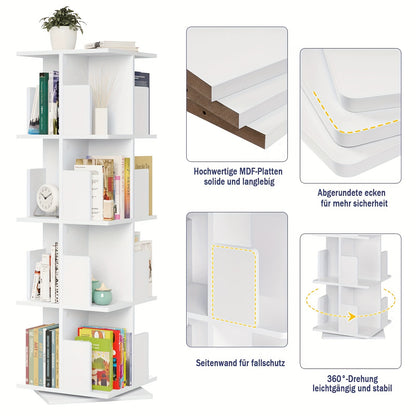 1 pz di libreria rotante, divisorio per ambienti, scaffale girevole per ufficio, scaffale decorativo, rotazione libera a 360 gradi, con 4 strati di lamina MDF, dimensioni 40X129X40 cm