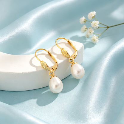 Un paio di orecchini da donna in argento 925, con chiusura a forma di D placcata in oro 18k, eleganti e lussuosi, adatti per uso quotidiano o banchetti serali, regalo per la festa della mamma, confezione regalo in scatola