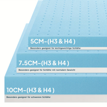 Bedstory 10CM O 7.5CM O 5CM Topper per Materasso, Doppia Flessibilità H3 & H4 Gel Cold Foam, Traspirante, Lavabile, Rivestimento 3D Rimovibile, Topper per Materasso per Letti a Scomparsa 90 100 120 140 160X200 180X200 200X200, Divano e Materassi Rigidi