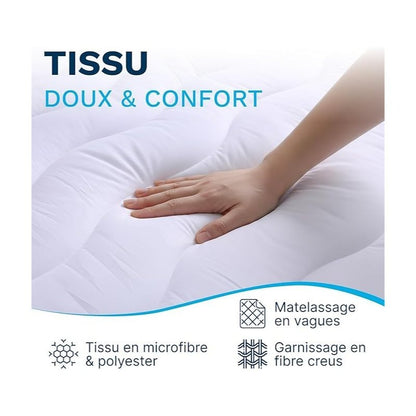 Materasso Cloud 600 Gsm Morbido e Traspirante in Fibre Vergini - Tessuto Morbido e Piacevole al Tocco, Design Ondulato Confortevole, Cinghie di Retenzione Elastiche, Lavabile in Lavatrice
