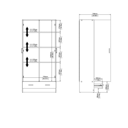 Guardaroba 2 ante Amylya, Mobile camera da letto, Cabina armadio portabiti, Armadio appendiabiti, 79x36 h170 cm, Disponibile in 2 colori