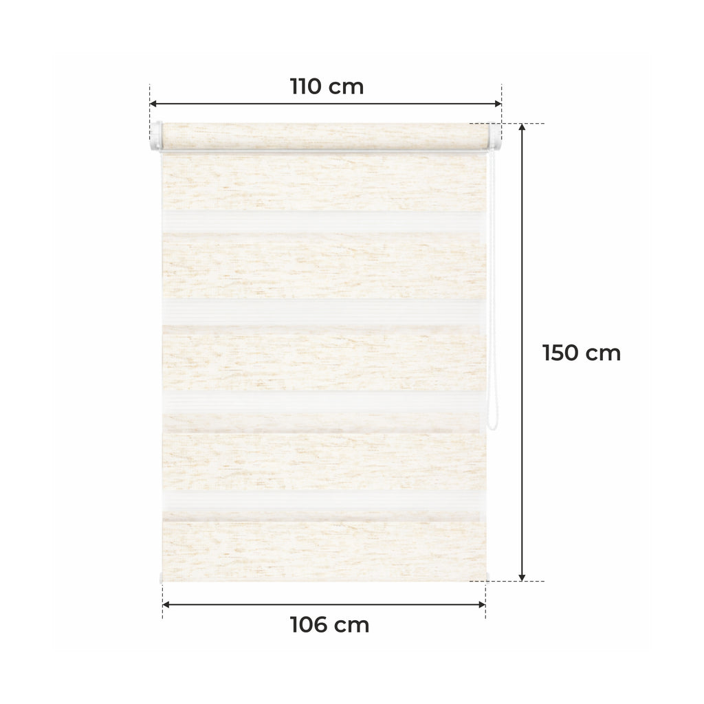 Tenda a Rullo Giorno & Notte - Beige Melange - 32 Misure - BOJANEK Giorno & Notte - Installazione Finestra Non Invasiva, Nessuna Foratura Richiesta, Regolazione a Catena, Supporti Regolabili per Varie Spessori di Finestra, Design Moderno, Protezione dalla