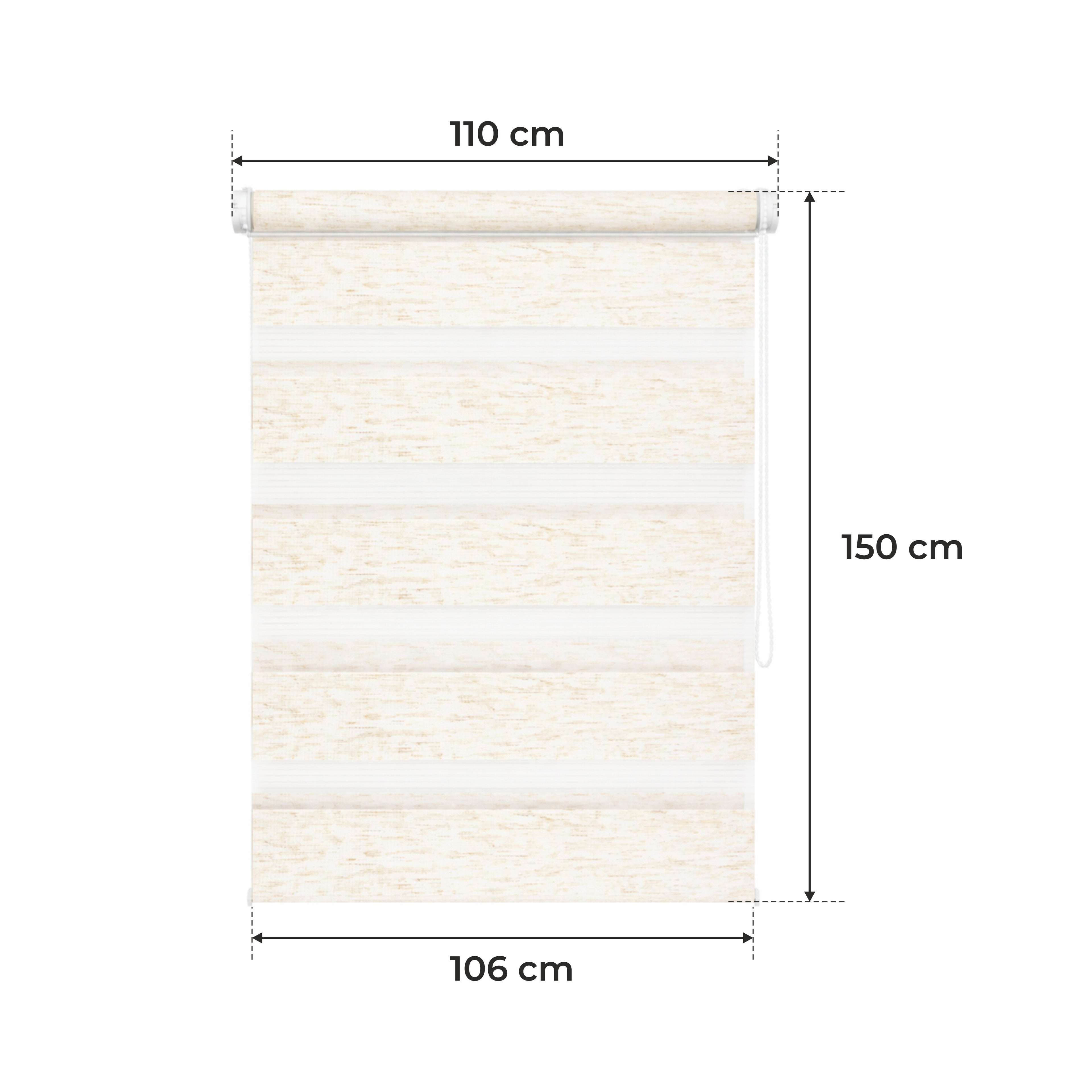Tenda a Rullo Giorno & Notte - Beige Melange - 32 Misure - BOJANEK Giorno & Notte - Installazione Finestra Non Invasiva, Nessuna Foratura Richiesta, Regolazione a Catena, Supporti Regolabili per Varie Spessori di Finestra, Design Moderno, Protezione dalla