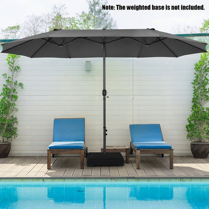 Doppio Ombrellone 470 x 280 cm, Ombrellone da Giardino, Ombrellone da Terrazza con Manovella, Ombrellone da Mercato per Ombreggiare Giardino, Terrazza, Piscina, Balconi
