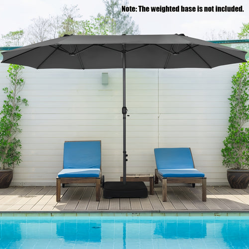 Doppio Ombrellone 470 x 280 cm, Ombrellone da Giardino, Ombrellone da Terrazza con Manovella, Ombrellone da Mercato per Ombreggiare Giardino, Terrazza, Piscina, Balconi