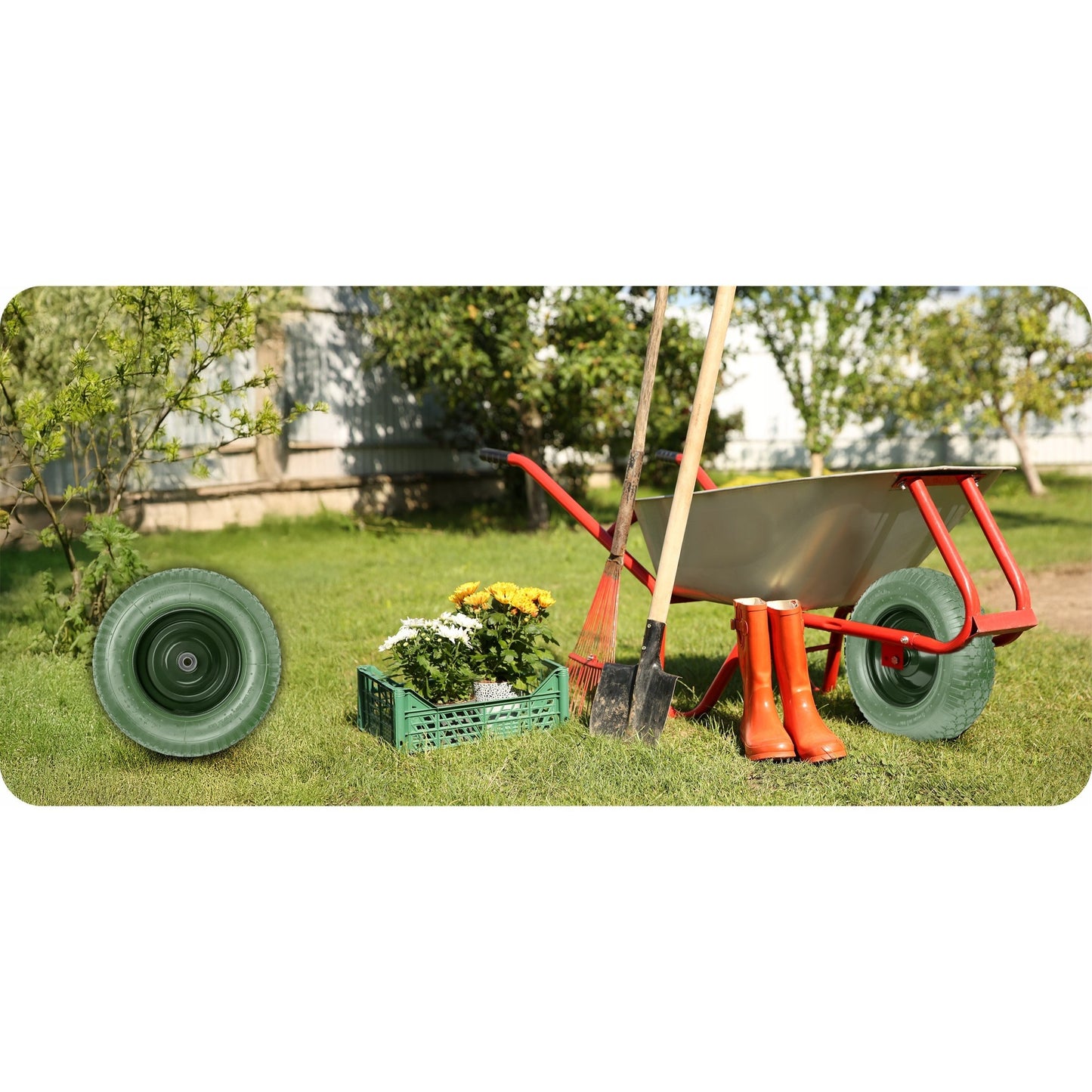 RUOTA PER ASTA 4.80/4.00-8 PNEUMATICA TUBOLESSA FULL + ASSE