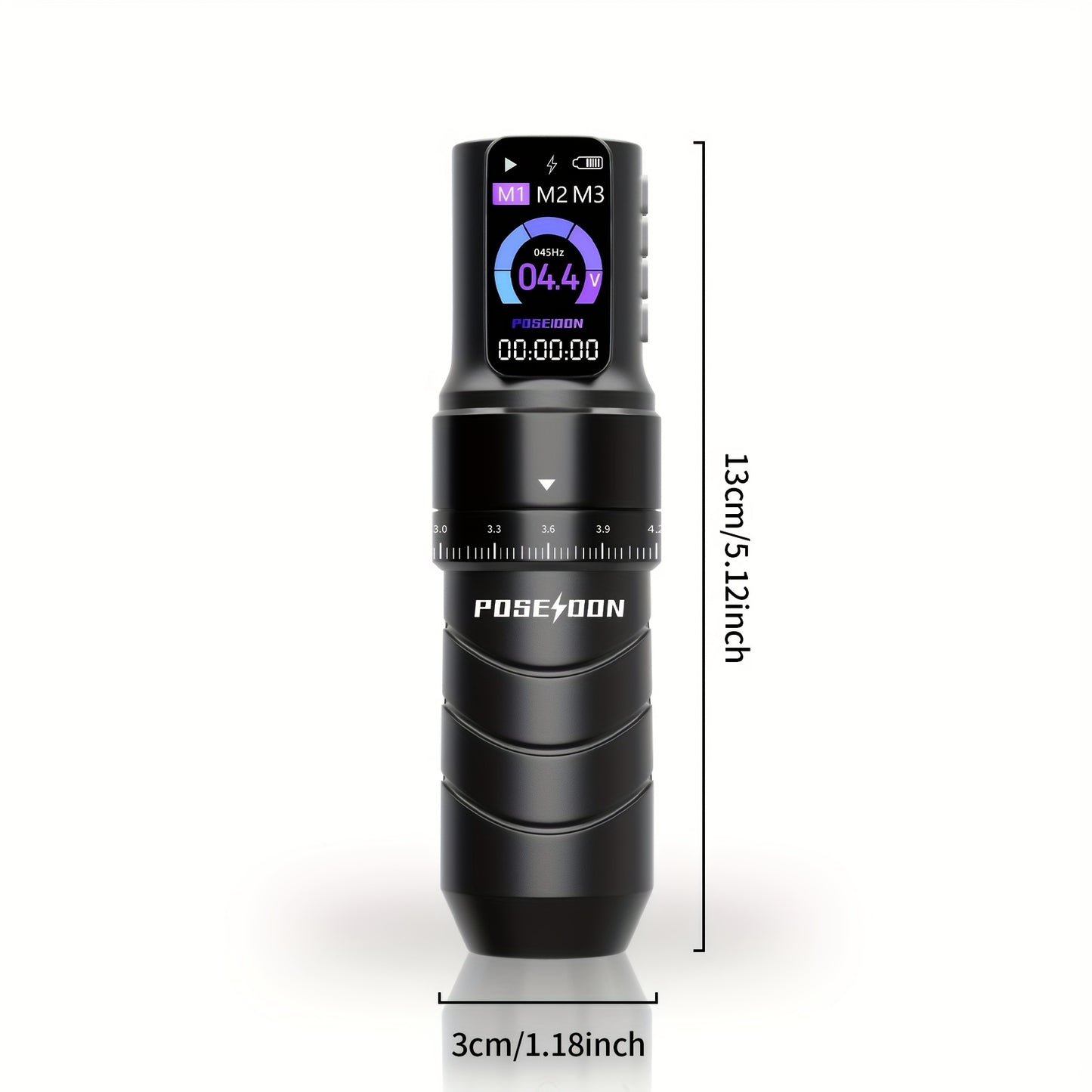 POSEIDON Kit Completo per Tatuaggi Wireless con 10 Aghi e Alimentatore - Pistola Rotary Professionale per Principianti, Penna con Display LCD, Compatibile con Aghi a Cartuccia (Adattatore Non Incluso) - Attrezzatura per Tatuaggi per Aspiranti