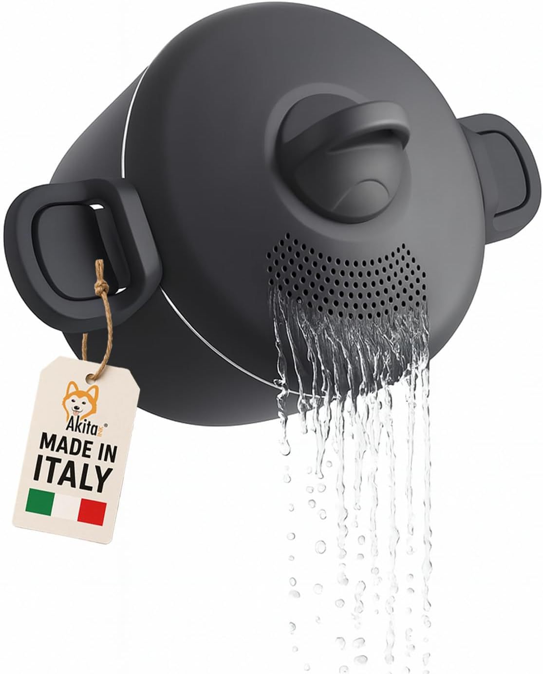 Akitaink Pentola 22cm 5L con Scolapasta Integrato Scoli’ - Pentola Antiaderente in Alluminio con Maniglie Bloccanti, Sicura, Pratica e Facile da Pulire, Scolì Made in Italy
