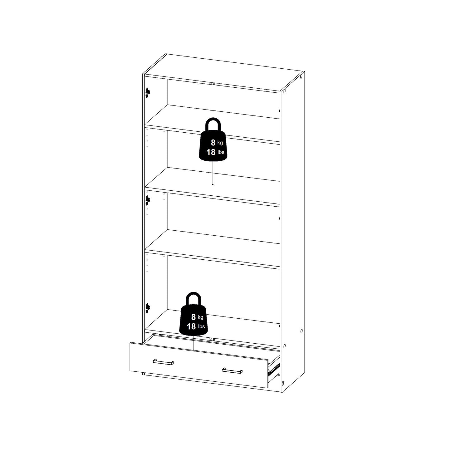 Guardaroba 2 ante Amylya, Mobile camera da letto, Cabina armadio portabiti, Armadio appendiabiti, 79x36 h170 cm, Disponibile in 2 colori