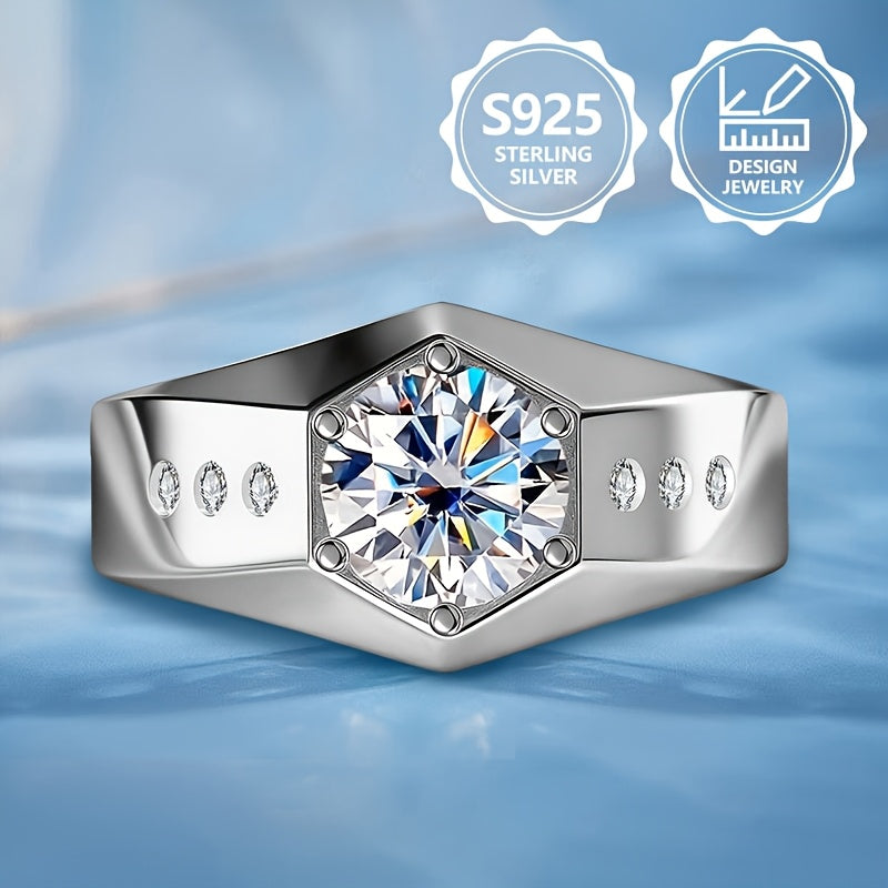 Anello da donna in argento sterling 925, peso totale del prodotto (3.80g), squisito e alla moda, set con moissanite, lussuoso, delicato, elegante, adatto per viaggi e uscite quotidiane. È l'accessorio di alta gamma perfetto per regali durante le feste.