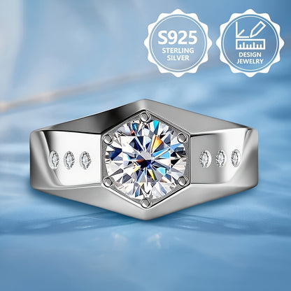 Anello da donna in argento sterling 925, peso totale del prodotto (3.80g), squisito e alla moda, set con moissanite, lussuoso, delicato, elegante, adatto per viaggi e uscite quotidiane. È l'accessorio di alta gamma perfetto per regali durante le feste.