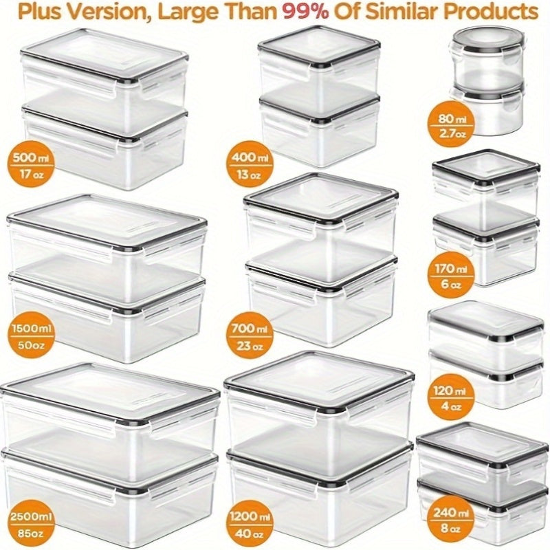 40/50 Contenitori Extra Large Riutilizzabili e Antigoccia per Alimenti con Coperchi, Contenitori per Preparazione Pasti in Plastica 100% Ermetici (20 Contenitori & 25 Coperchi), Adatti a Microonde e Lavastoviglie, Include Etichette e Penna, Contenitori pe