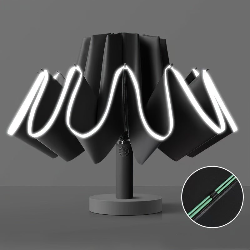 Ombrello Automatico Compatto da Viaggio a Doppia Apertura con 10 Stecche, Ombrello Resistente, Ombrello Auto Rinforzato e Ingrandito, Ombrello di Protezione da Viaggio con Barra di Sicurezza, Design Alla Moda in Diversi Colori, Ombrello di Alta Gamma Adat