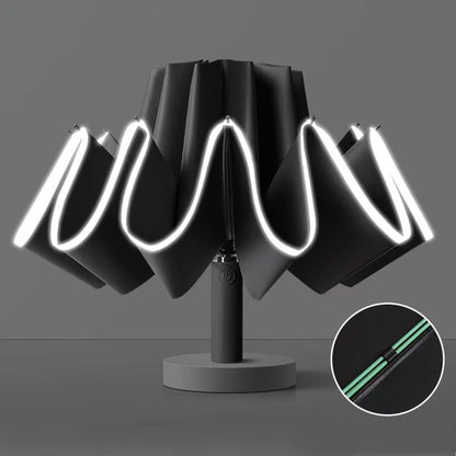 Ombrello Automatico Compatto da Viaggio a Doppia Apertura con 10 Stecche, Ombrello Resistente, Ombrello Auto Rinforzato e Ingrandito, Ombrello di Protezione da Viaggio con Barra di Sicurezza, Design Alla Moda in Diversi Colori, Ombrello di Alta Gamma Adat