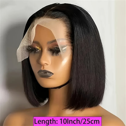 Parrucca Bob 13X4 Capelli Umani Lisci Frontale in Pizzo Trasparente per Donne, Parrucche Naturali con Lace