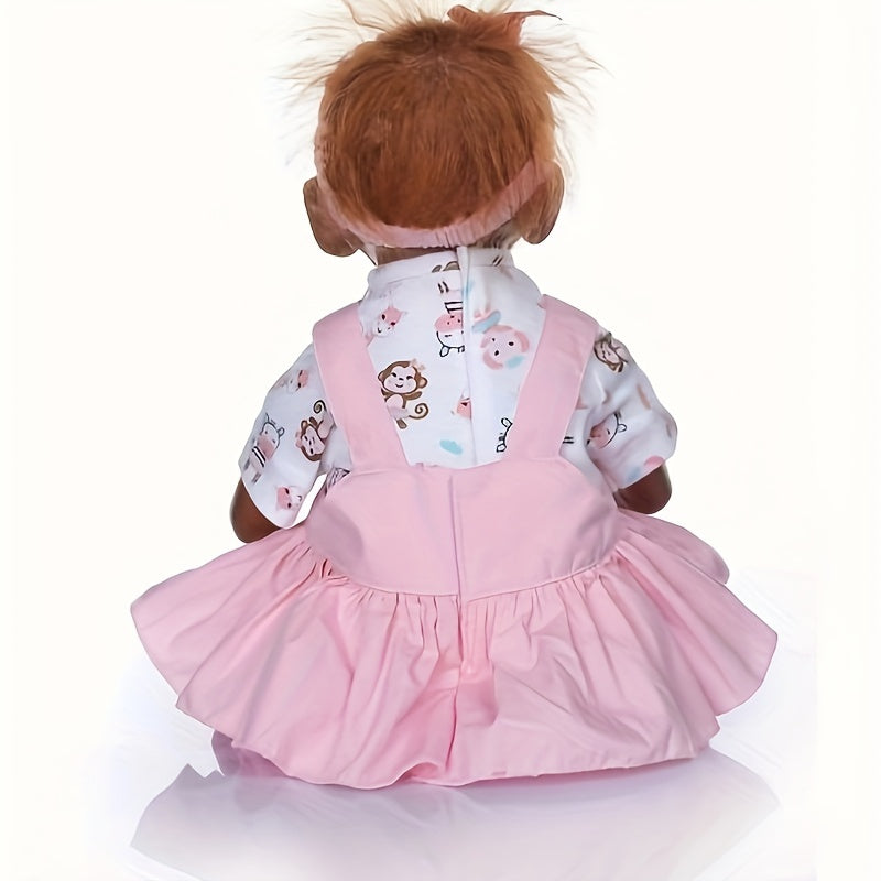 Bambola Reborn Realistica - 53,34 cm Bambola Neonato Realistica Ragazza Peluche Scimmia con Scimmietta, Vestito Rosa Monopezzo, Bambola Reborn Scimmia Ragazzo Ragazza Giocattoli e Regali Bambola Reborn Bambino Piccolo