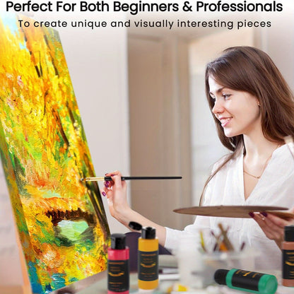 Set di Colori Acrilici 24 Tinte con 5 Pennelli e Tavolozza - Kit Completo per Pittura su Tela, Legno, Ceramica e Tessuto - Pigmenti Ricchi, Ideale per Principianti, Studenti, Hobbisti e Artisti