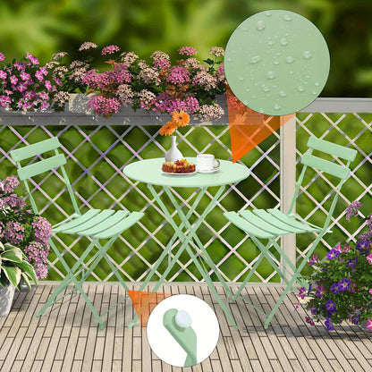 Set Bistro 3 pezzi, include tavolo pieghevole e due sedie da giardino, ideale per balconi compatti, set di mobili da esterno, sedute portatili per giardini e balconi