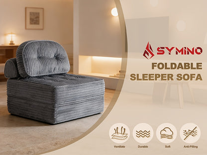 Divano Letto Pieghevole Pop Up, Disponibile in Configurazioni Singola o Doppia. Divano Letto Multifunzionale in Velluto a Coste, Ideale per Appartamenti Compatti, Balconi e Dormitori Studenteschi. Non Richiede Montaggio