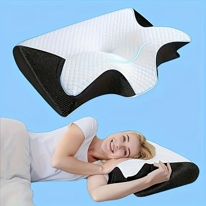 1 cuscino cervicale in spugna memory comfort per camper, ideale per chi dorme sul fianco. Allevia la pressione sul collo, con cerniera, rimovibile e lavabile, rilassa le spalle, solido, regalo perfetto per Natale e Capodanno.
