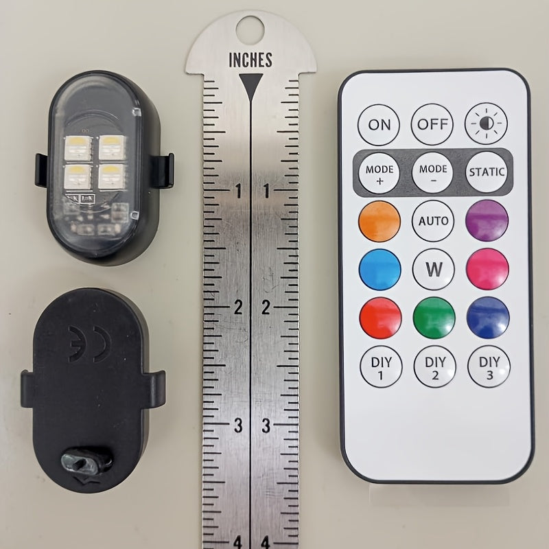 Luci d'atmosfera RGB per auto con telecomando wireless, batteria più grande e LED più luminosi, ricarica rapida Type-C, multimodalità per interni auto