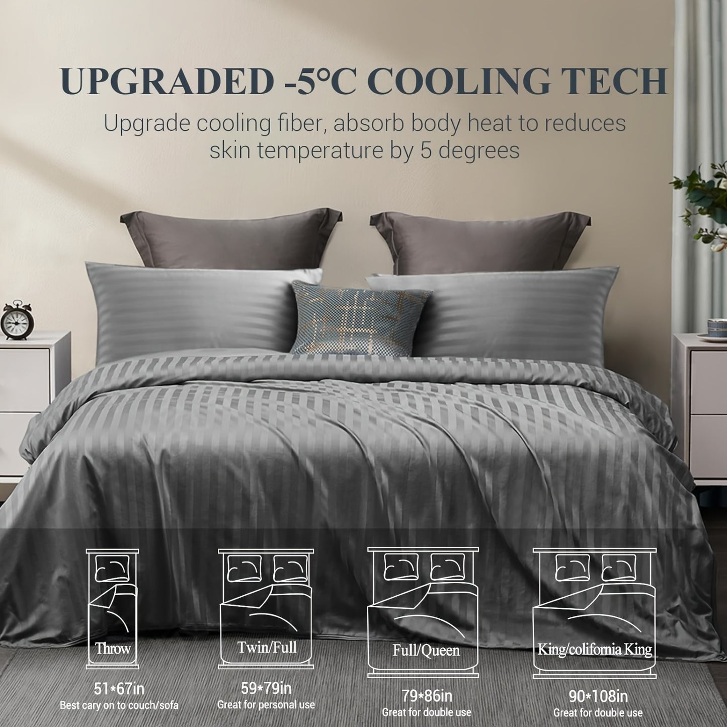 Coperta rinfrescante 1pc, assorbe il calore per mantenere il corpo fresco per le notti calde, fibra rinfrescante giapponese Arc-Chill3.0 Q-Max>0.5, coperte fredde estive leggere per dormire, regalo per chi dorme troppo caldo