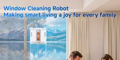 Robot Pulitore Finestre Elettronico Intelligente 2025, Aspirazione Potente 7,5KPa, Pianificazione Intelligente del Percorso, Sistema di Sicurezza a 8 Livelli, Pulizia dei Bordi, Panno Lavabile, Doppio Ugello, Visualizzazione del Flusso d'Acqua, Ideale per