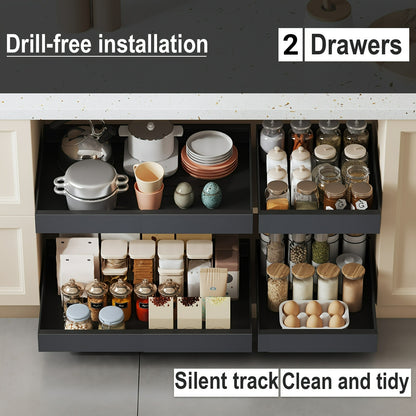 2 Pezzi Cassetti Estraibili Espandibili per Cucina, Set di 2 Scaffali Scorrevoli per Ripostiglio, Cestelli Estraibili per Lavello Senza Foratura, Ripiani Facilmente Accessibili, Adatti per Bagni e Lavanderie, Organizzatore per Cucina, Organizzatore per Ar