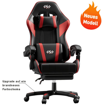Sedia da gaming ergonomica con imbottitura a molle ultra-morbida, sedia da ufficio con poggiatesta e supporto lombare, angolo di inclinazione e poggiapiedi regolabili, realizzata in ecopelle resistente, regali per fidanzato