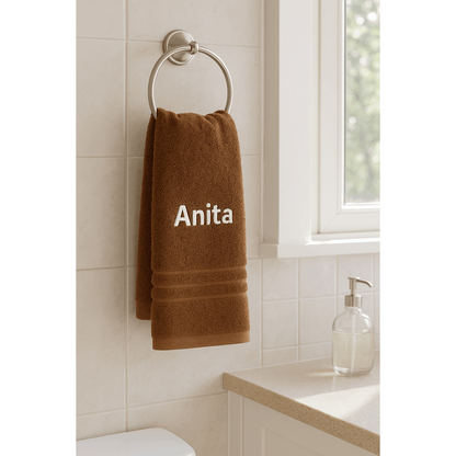 Asciugamano da Bagno Personalizzato con Nome - Ricamo Elegante, Asciugamano in Cotone Su Misura