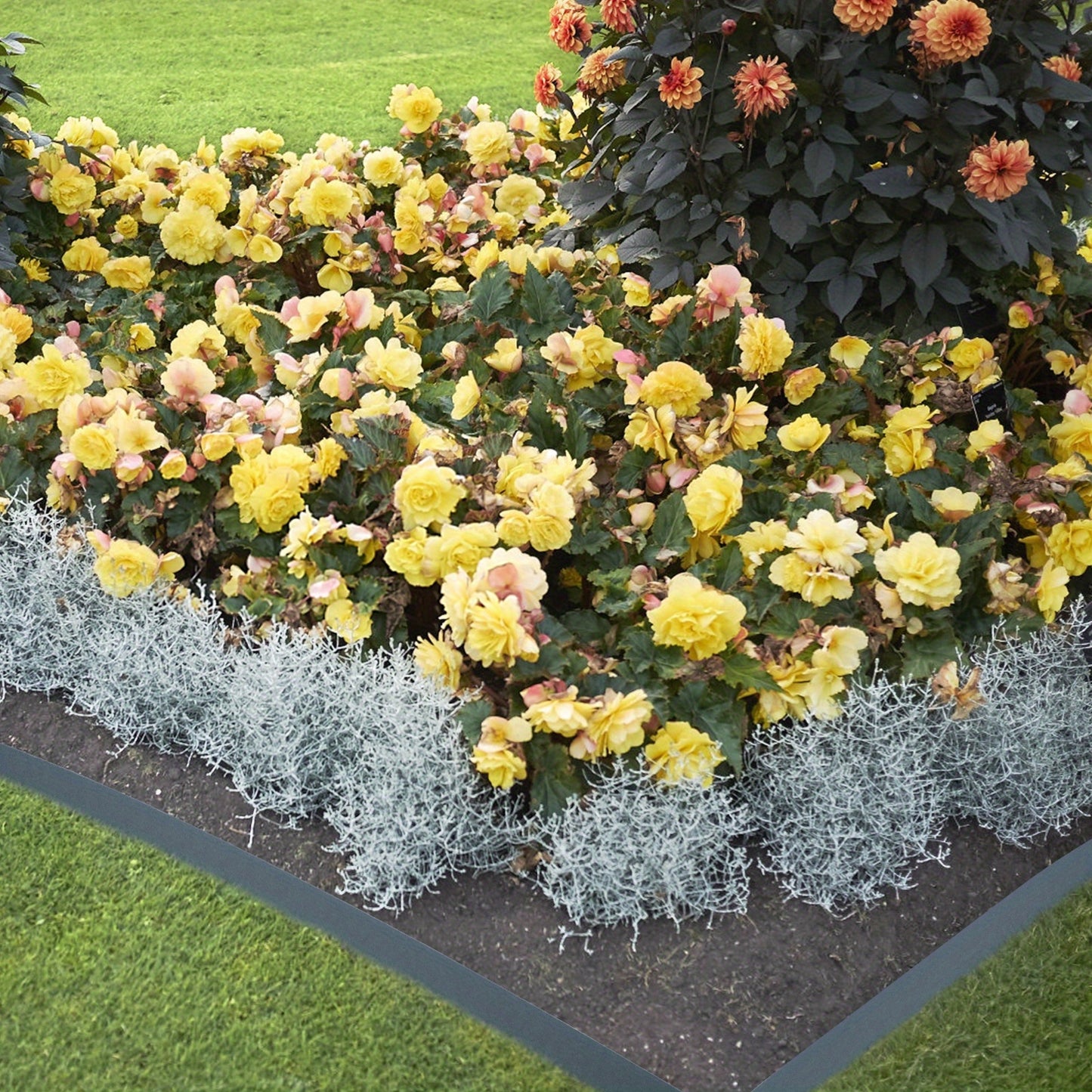 Bordura per Prato in Plastica 20m - Rotolo di Bordura per Aiuole, Recinzione da Giardino, Bordo per Fioriere, Decorazione per Giardino, Antracite/Grigio/Verde