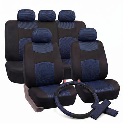 Set Coprisedili Auto Universali con 2pz Copri Cintura e Coprivolante inclusi, fodere sedili completi compatibili con anteriori e posteriori