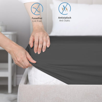 Lenzuolo con angoli 1 pz 100% cotone , 130 g/m², completamente in cotone con pannello cuscino da 30 cm, ipoallergenico, traspirante, adatto per camere da letto, dormitori e camere degli ospiti, biancheria da letto lavabile in lavatrice con angoli elastici