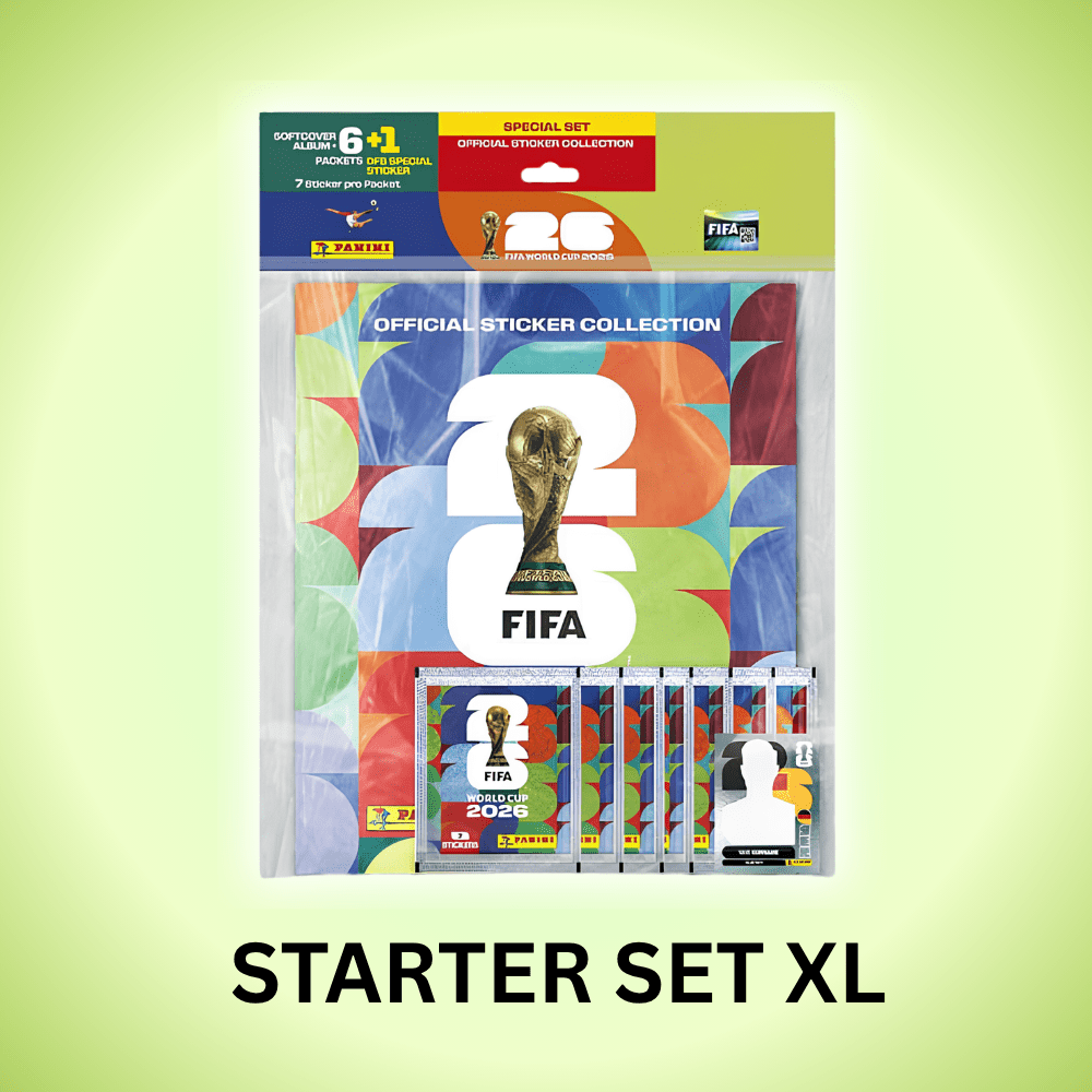 Panini FIFA World Cup 2026 Starter Set XL Softcover con 6 Buste + 1 Adesivo Speciale DFB – 7 Adesivi Per Busta