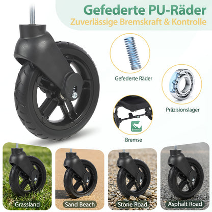 Carrello a mano pieghevole con tetto per carichi pesanti 100 kg 150 L - Ruote con freno, maniglia regolabile, tessuto in nylon Oxford per campeggio in famiglia, shopping e giardinaggio (Grigio/Nero/Grigio-Nero/Verde scuro)