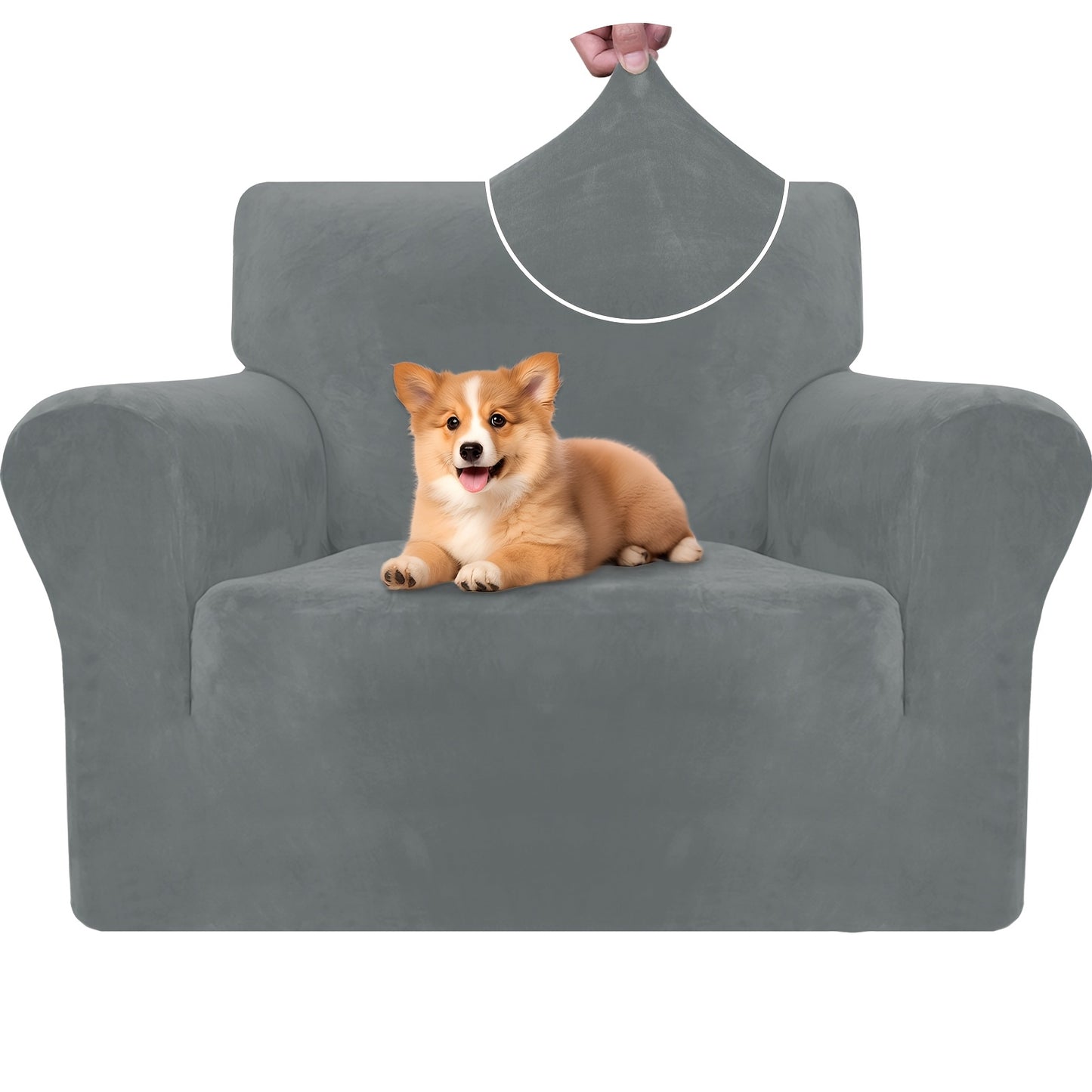 Copridivano in Velluto Ystyle, Copridivano per Divano 3 Posti con Braccioli, Copridivano Antigraffio per Gatti, Copridivano Elasticizzato, Copridivano Universale Lavabile e Antiscivolo, Grigio