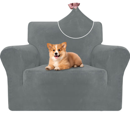 Copridivano in Velluto Ystyle, Copridivano per Divano 3 Posti con Braccioli, Copridivano Antigraffio per Gatti, Copridivano Elasticizzato, Copridivano Universale Lavabile e Antiscivolo, Grigio